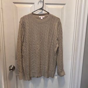 Women's Beige Cable Knit Sweater